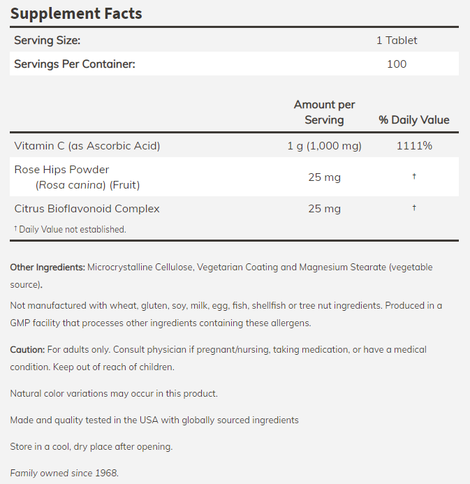 NOW - Витамин C-1000 - 100 Таблетки