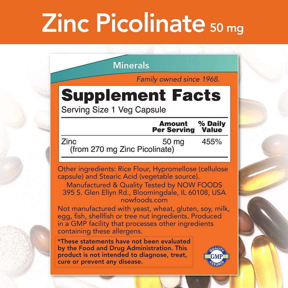 NOW - Zinc Picolinate 50 МГ - 120 Капсули