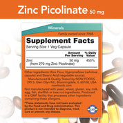NOW - Zinc Picolinate 50 МГ - 120 Капсули