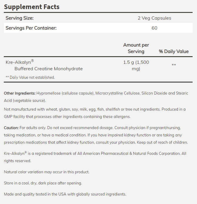 NOW Sports - Kre-Alkalyn Creatine 750 МГ - 120 Капсули