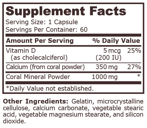 Pure Nutrition - CORAL CALCIUM - 60 Capsules