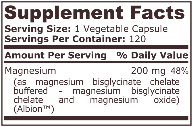 Pure Nutrition - MAGNESIUM BISGLYCINATE - 120 Vegetable Capsules