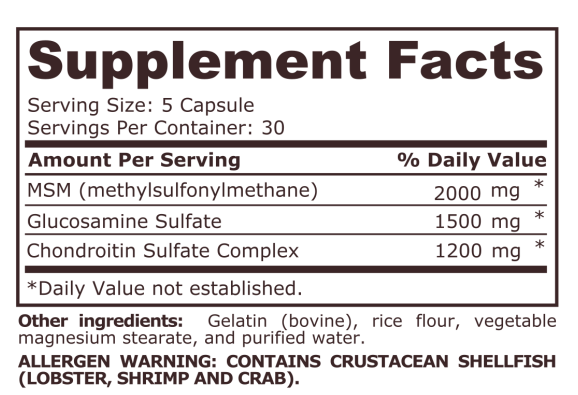 Pure Nutrition - GLUCOSAMINE CHONDROITIN MSM - 150 capsules