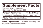 Pure Nutrition - MSM 1000 - 100 capsules