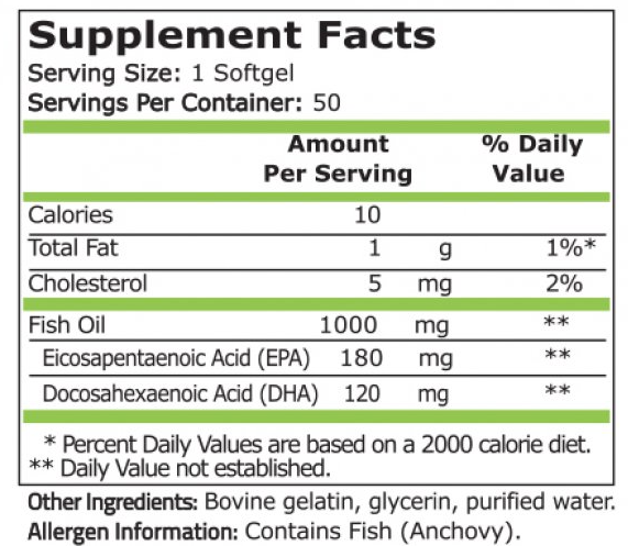 Pure Nutrition - Omega 3 Fish Oil 180 EPA/120 DHA - 200 Дражета