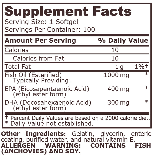 Pure Nutrition - SUPER OMEGA 3 FISH OIL 1000 mg - 400 EPA / 300 DHA - 100 Дражета