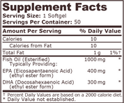 Pure Nutrition - SUPER OMEGA 3 FISH OIL 1000 mg - 400 EPA / 300 DHA - 50 Softgels