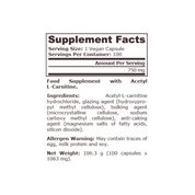 Pure Nutrition - ACETYL L-CARNITINE 750 mg - 100 vegan capsules