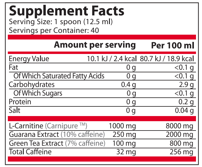 Pure Nutrition - CARNI MAX LIQUID with GUARANA and GREEN TEA - 500 МЛ