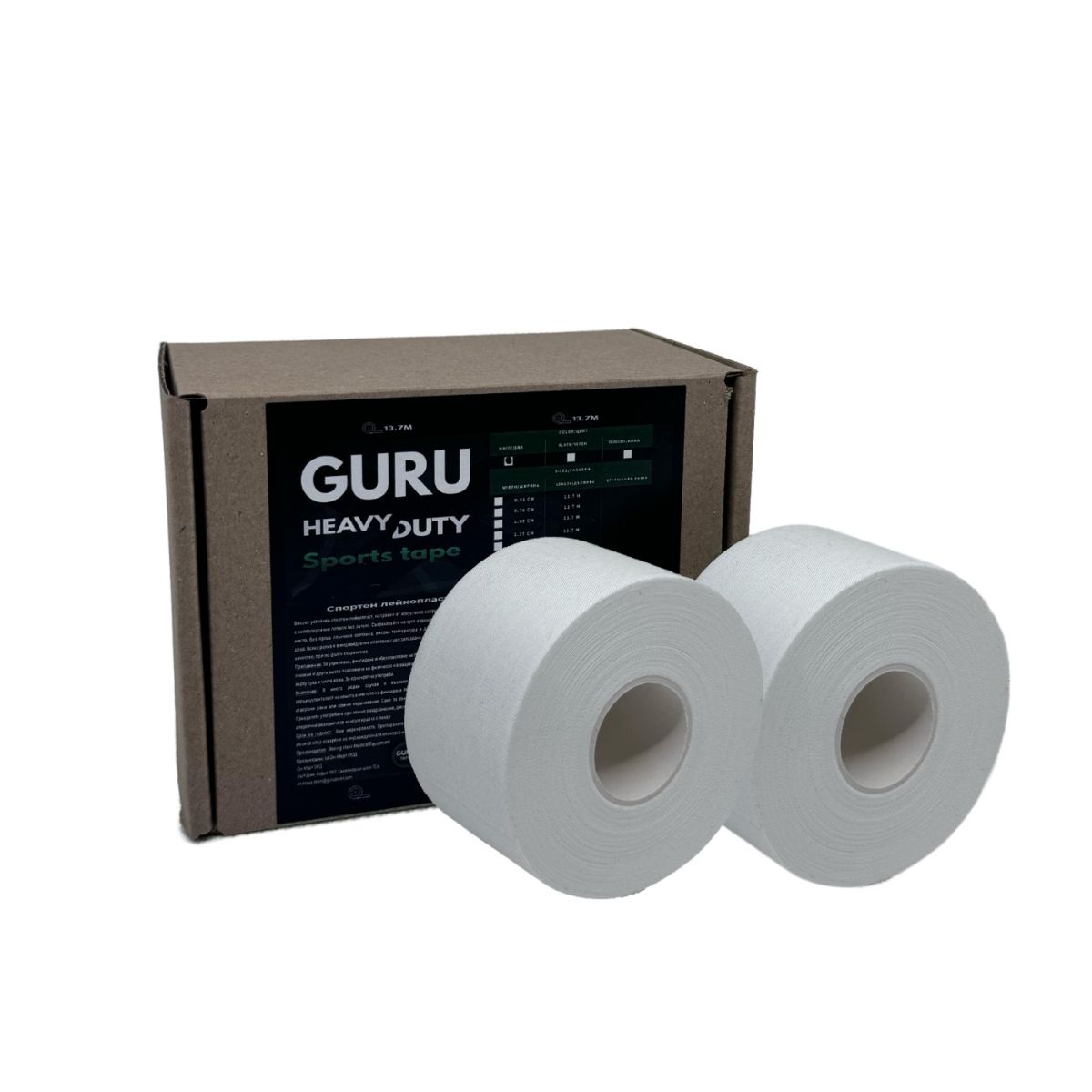 Sports tape by Guru Tape - 3.8cm * 13.7m (2 pieces) - white