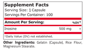 Pure Nutrition - 100% PURE INOSINE 500 МГ - 100 Капсули