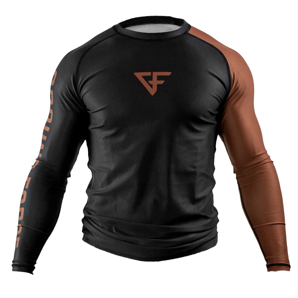 Rank Rash Guard Long Sleeve Brown